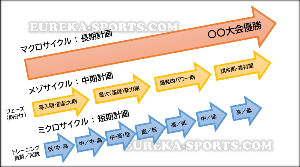 ピリオダイゼーション、マクロサイクル、メゾサイクル、ミクロサイクル